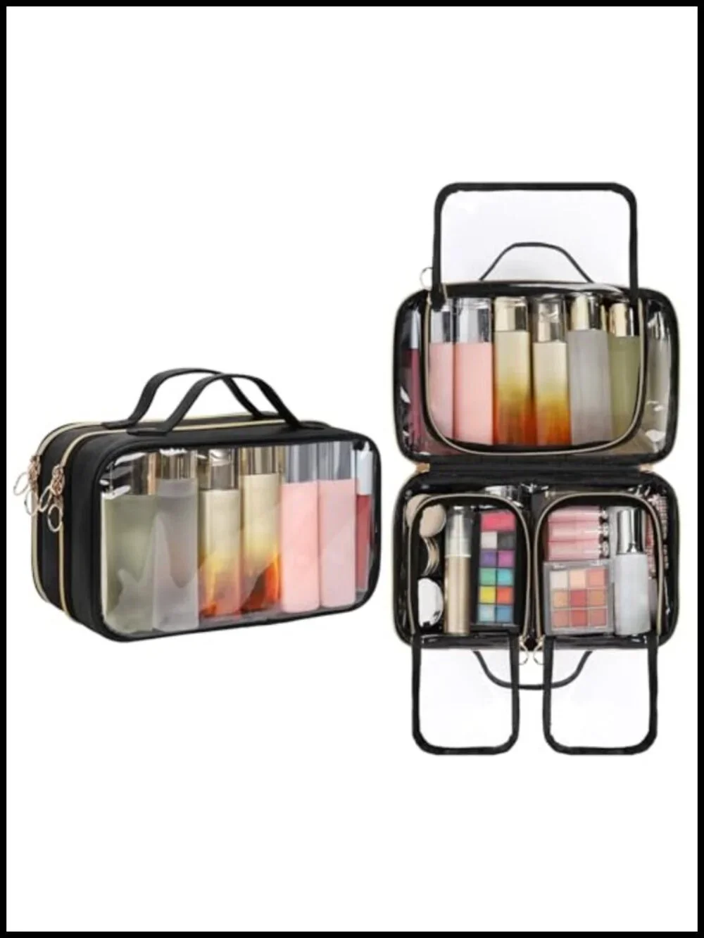 Large Capacity Clear Makeup Bag Travel Toiletry Organizer with Multiple